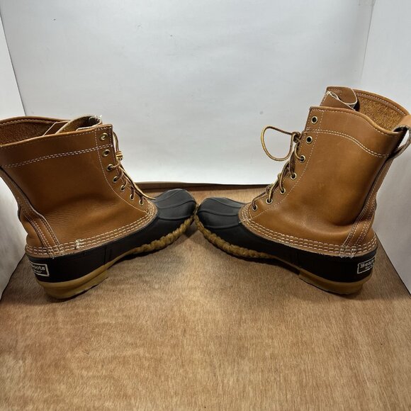 LL Bean Womens Bean Boots 8" Leather Unlined Duck Boots Brown Size 8 - Picture 6 of 8